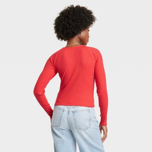 Women’s V-Neck Wrap Shirt Universal Thread - Red - Size Medium - Picture 2 of 8